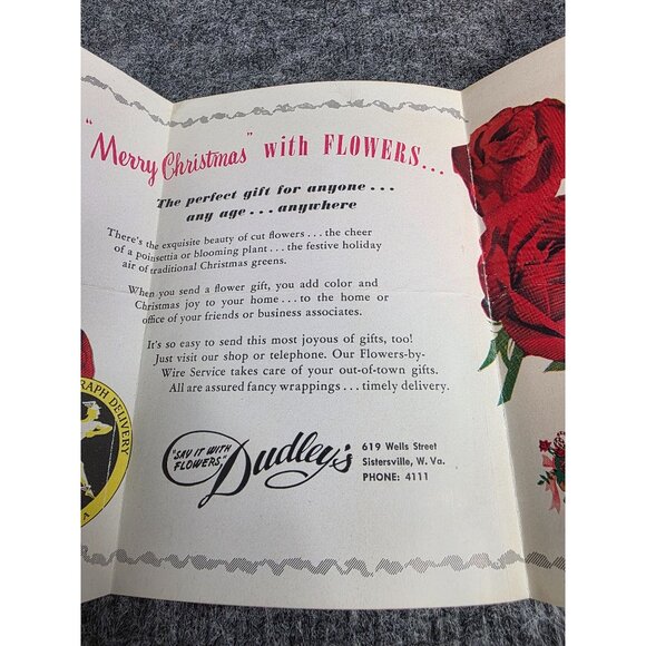 Vtg Christmas Dudleys Flowers Advertising Brochure & School Briefs Request Card - Picture 3 of 10